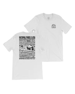 National Parks of The US Checklist Tee